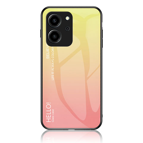 Custodia Silicone Specchio Laterale Sfumato Arcobaleno Cover LS1 per Huawei Honor 80 SE 5G Giallo