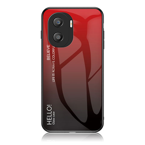 Custodia Silicone Specchio Laterale Sfumato Arcobaleno Cover LS1 per Huawei Honor X40i 5G Rosso