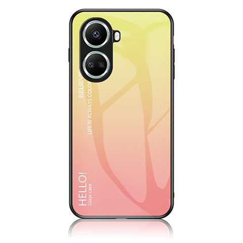 Custodia Silicone Specchio Laterale Sfumato Arcobaleno Cover LS1 per Huawei Nova 10 SE Giallo