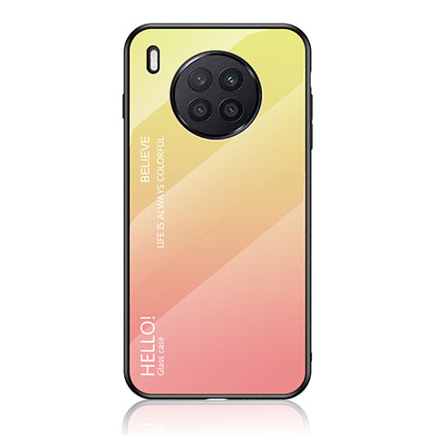 Custodia Silicone Specchio Laterale Sfumato Arcobaleno Cover LS1 per Huawei Nova 8i Giallo