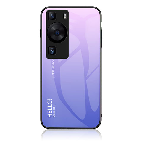 Custodia Silicone Specchio Laterale Sfumato Arcobaleno Cover LS1 per Huawei P60 Pro Lavanda