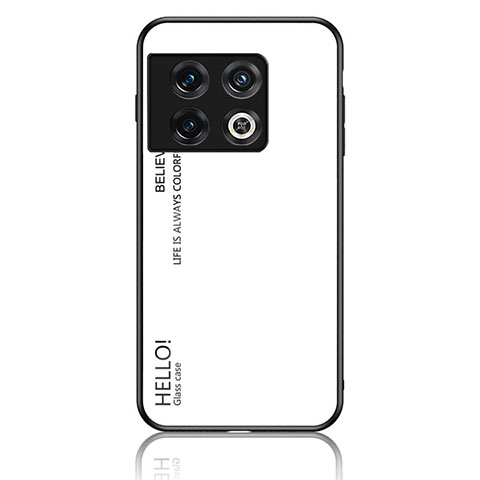 Custodia Silicone Specchio Laterale Sfumato Arcobaleno Cover LS1 per OnePlus 10 Pro 5G Bianco