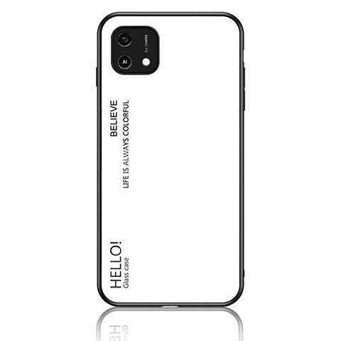 Custodia Silicone Specchio Laterale Sfumato Arcobaleno Cover LS1 per Oppo A16e Bianco