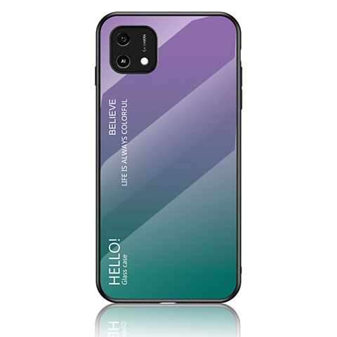 Custodia Silicone Specchio Laterale Sfumato Arcobaleno Cover LS1 per Oppo A16e Multicolore