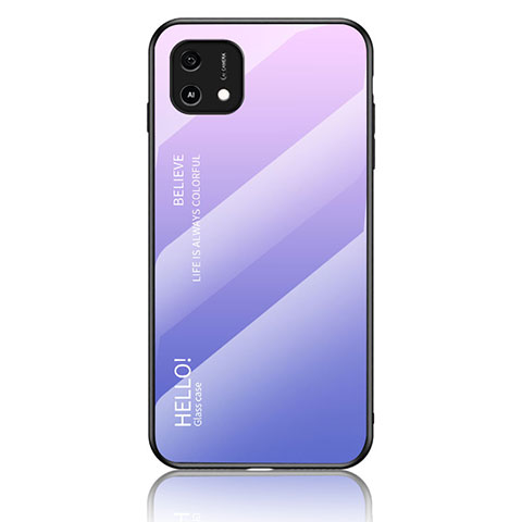 Custodia Silicone Specchio Laterale Sfumato Arcobaleno Cover LS1 per Oppo A16K Lavanda