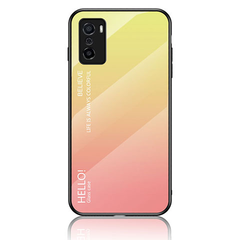 Custodia Silicone Specchio Laterale Sfumato Arcobaleno Cover LS1 per Oppo A55S 5G Giallo