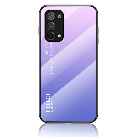 Custodia Silicone Specchio Laterale Sfumato Arcobaleno Cover LS1 per Oppo A74 4G Lavanda