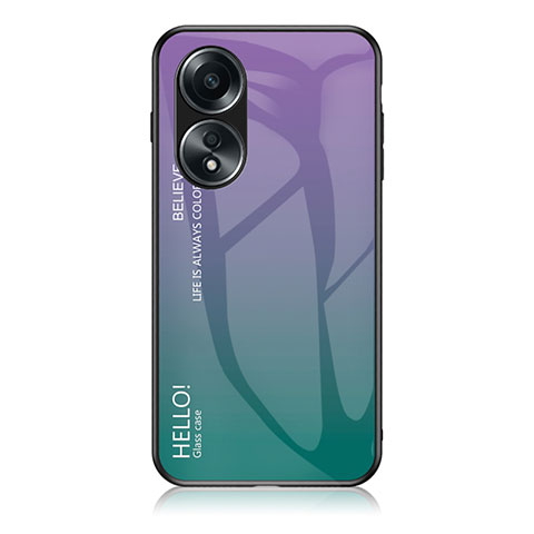 Custodia Silicone Specchio Laterale Sfumato Arcobaleno Cover LS1 per Oppo A78 4G Multicolore