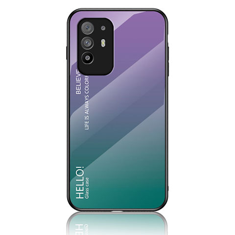 Custodia Silicone Specchio Laterale Sfumato Arcobaleno Cover LS1 per Oppo A94 5G Multicolore