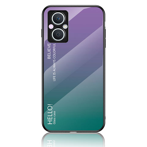 Custodia Silicone Specchio Laterale Sfumato Arcobaleno Cover LS1 per Oppo A96 5G Multicolore