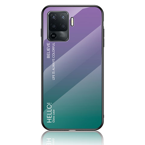 Custodia Silicone Specchio Laterale Sfumato Arcobaleno Cover LS1 per Oppo F19 Pro Multicolore