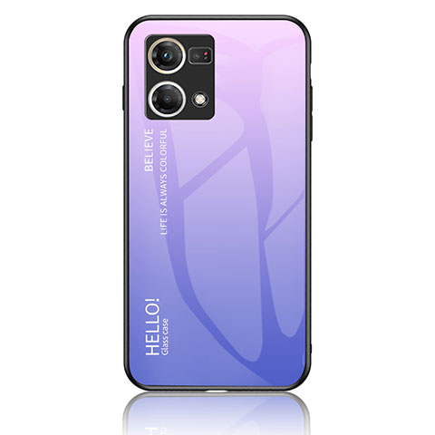 Custodia Silicone Specchio Laterale Sfumato Arcobaleno Cover LS1 per Oppo F21s Pro 4G Lavanda