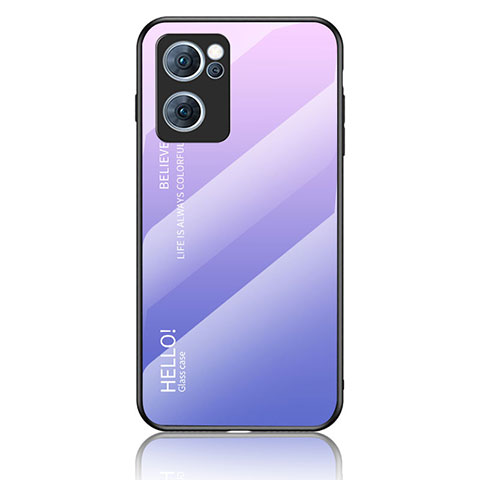 Custodia Silicone Specchio Laterale Sfumato Arcobaleno Cover LS1 per Oppo Find X5 Lite 5G Lavanda