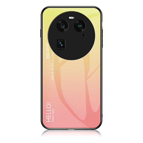 Custodia Silicone Specchio Laterale Sfumato Arcobaleno Cover LS1 per Oppo Find X6 Pro 5G Giallo