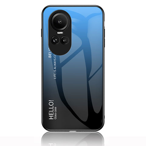 Custodia Silicone Specchio Laterale Sfumato Arcobaleno Cover LS1 per Oppo Reno10 Pro 5G Blu
