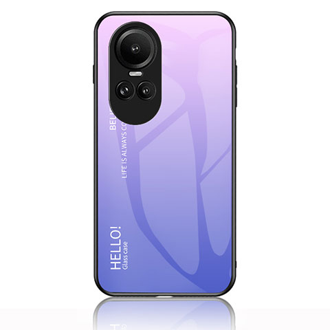 Custodia Silicone Specchio Laterale Sfumato Arcobaleno Cover LS1 per Oppo Reno10 Pro 5G Lavanda