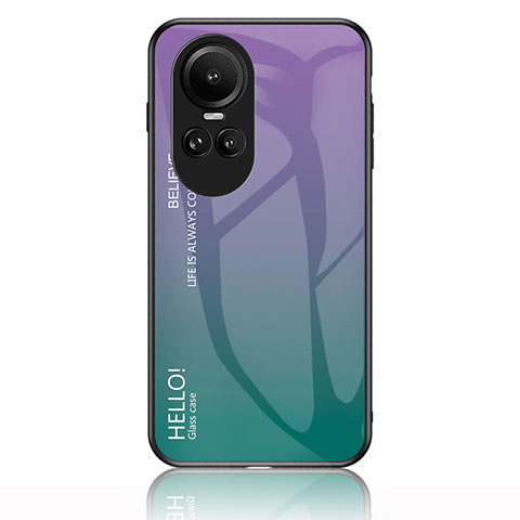 Custodia Silicone Specchio Laterale Sfumato Arcobaleno Cover LS1 per Oppo Reno10 Pro 5G Multicolore