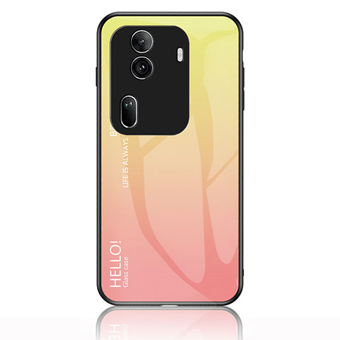 Custodia Silicone Specchio Laterale Sfumato Arcobaleno Cover LS1 per Oppo Reno11 Pro 5G Giallo