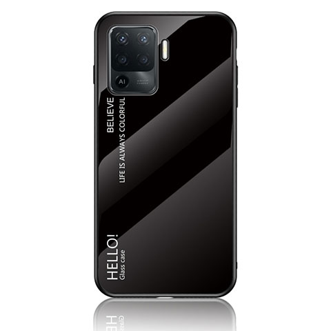 Custodia Silicone Specchio Laterale Sfumato Arcobaleno Cover LS1 per Oppo Reno5 F Nero