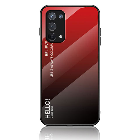 Custodia Silicone Specchio Laterale Sfumato Arcobaleno Cover LS1 per Oppo Reno6 Lite Rosso