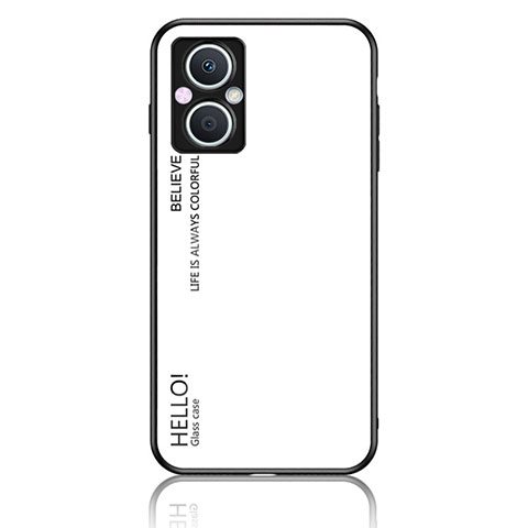 Custodia Silicone Specchio Laterale Sfumato Arcobaleno Cover LS1 per Oppo Reno8 Lite 5G Bianco