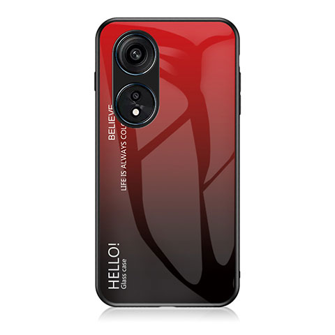 Custodia Silicone Specchio Laterale Sfumato Arcobaleno Cover LS1 per Oppo Reno8 T 4G Rosso