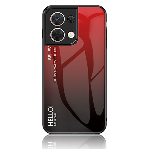 Custodia Silicone Specchio Laterale Sfumato Arcobaleno Cover LS1 per Oppo Reno9 Pro 5G Rosso