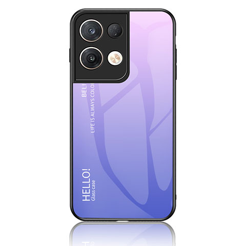 Custodia Silicone Specchio Laterale Sfumato Arcobaleno Cover LS1 per Oppo Reno9 Pro+ Plus 5G Lavanda