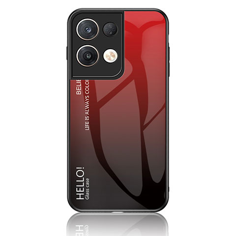 Custodia Silicone Specchio Laterale Sfumato Arcobaleno Cover LS1 per Oppo Reno9 Pro+ Plus 5G Rosso