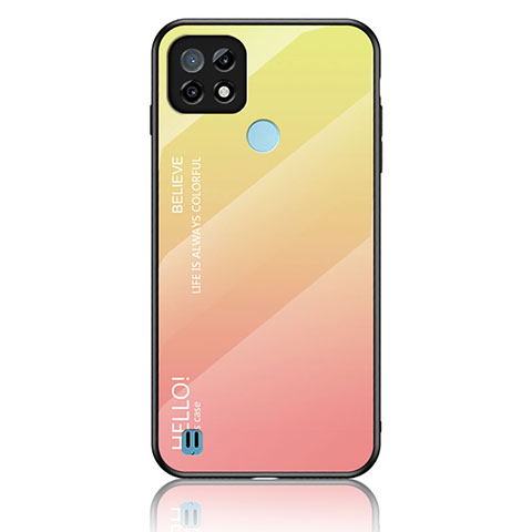 Custodia Silicone Specchio Laterale Sfumato Arcobaleno Cover LS1 per Realme C21 Giallo