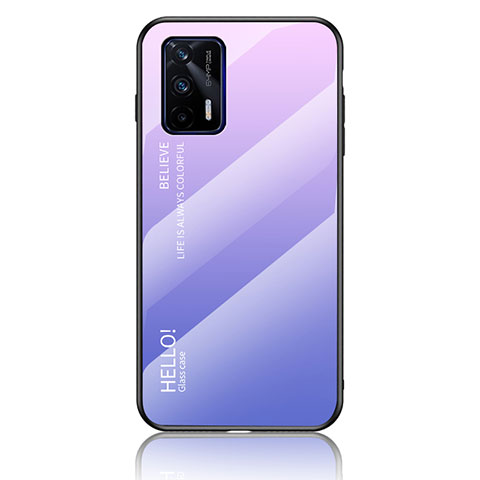 Custodia Silicone Specchio Laterale Sfumato Arcobaleno Cover LS1 per Realme X7 Max 5G Lavanda