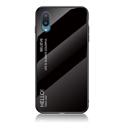 Custodia Silicone Specchio Laterale Sfumato Arcobaleno Cover LS1 per Samsung Galaxy A02 Nero