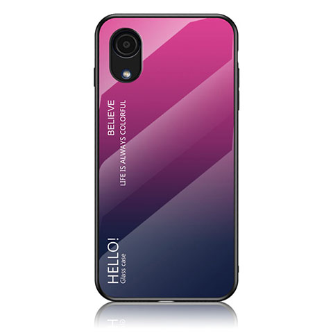 Custodia Silicone Specchio Laterale Sfumato Arcobaleno Cover LS1 per Samsung Galaxy A03 Core Rosa Caldo