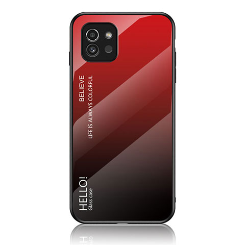 Custodia Silicone Specchio Laterale Sfumato Arcobaleno Cover LS1 per Samsung Galaxy A03 Rosso