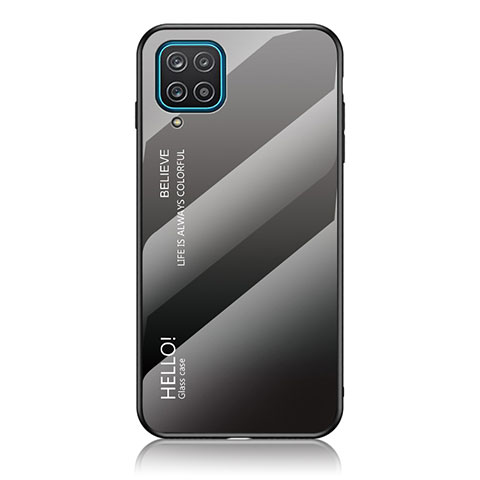 Custodia Silicone Specchio Laterale Sfumato Arcobaleno Cover LS1 per Samsung Galaxy A12 5G Grigio Scuro