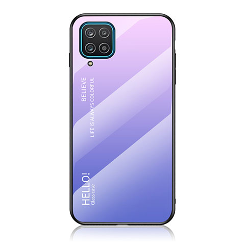 Custodia Silicone Specchio Laterale Sfumato Arcobaleno Cover LS1 per Samsung Galaxy A12 5G Lavanda