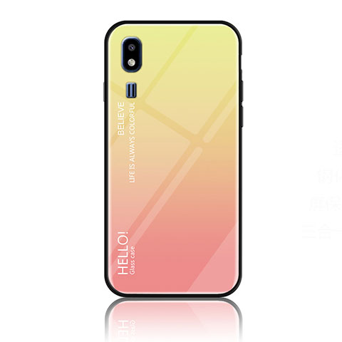 Custodia Silicone Specchio Laterale Sfumato Arcobaleno Cover LS1 per Samsung Galaxy A2 Core A260F A260G Giallo