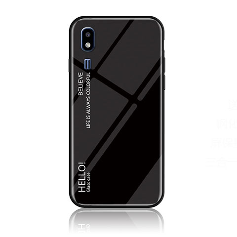 Custodia Silicone Specchio Laterale Sfumato Arcobaleno Cover LS1 per Samsung Galaxy A2 Core A260F A260G Nero