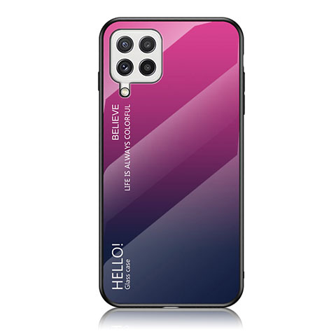 Custodia Silicone Specchio Laterale Sfumato Arcobaleno Cover LS1 per Samsung Galaxy A22 4G Rosa Caldo
