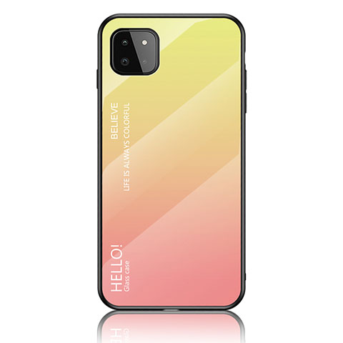 Custodia Silicone Specchio Laterale Sfumato Arcobaleno Cover LS1 per Samsung Galaxy A22s 5G Giallo