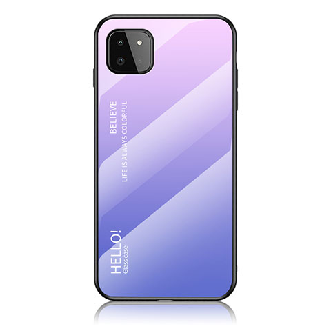 Custodia Silicone Specchio Laterale Sfumato Arcobaleno Cover LS1 per Samsung Galaxy A22s 5G Lavanda