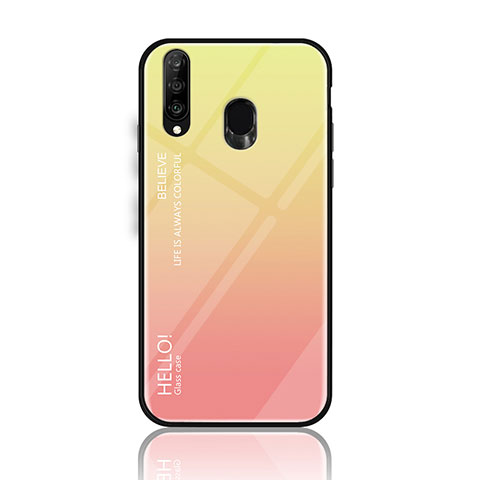 Custodia Silicone Specchio Laterale Sfumato Arcobaleno Cover LS1 per Samsung Galaxy A40s Giallo