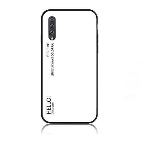 Custodia Silicone Specchio Laterale Sfumato Arcobaleno Cover LS1 per Samsung Galaxy A70 Bianco