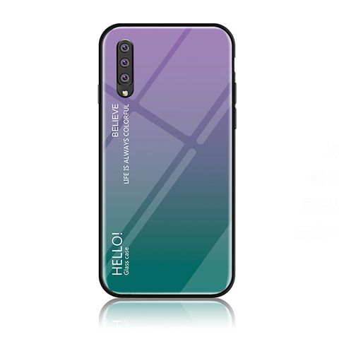 Custodia Silicone Specchio Laterale Sfumato Arcobaleno Cover LS1 per Samsung Galaxy A70 Multicolore