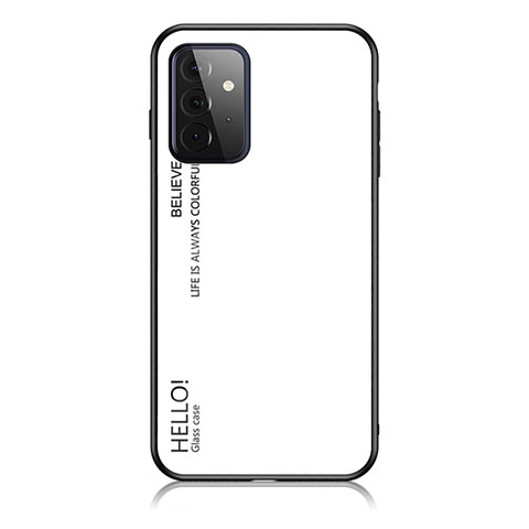 Custodia Silicone Specchio Laterale Sfumato Arcobaleno Cover LS1 per Samsung Galaxy A72 4G Bianco