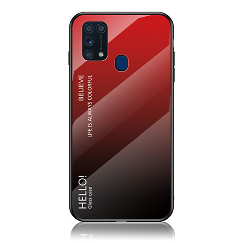 Custodia Silicone Specchio Laterale Sfumato Arcobaleno Cover LS1 per Samsung Galaxy M31 Rosso