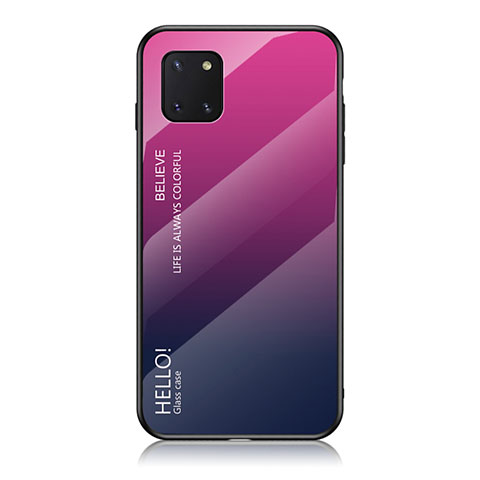 Custodia Silicone Specchio Laterale Sfumato Arcobaleno Cover LS1 per Samsung Galaxy Note 10 Lite Rosa Caldo