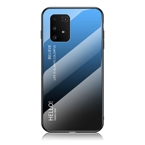 Custodia Silicone Specchio Laterale Sfumato Arcobaleno Cover LS1 per Samsung Galaxy S10 Lite Blu