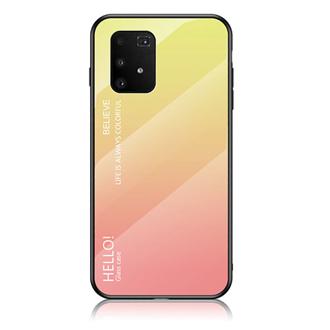 Custodia Silicone Specchio Laterale Sfumato Arcobaleno Cover LS1 per Samsung Galaxy S10 Lite Giallo