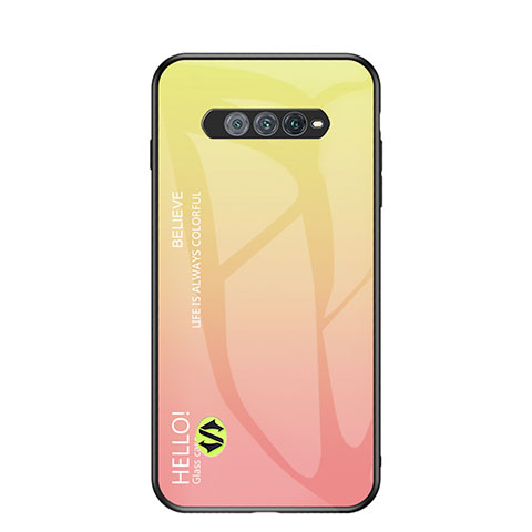 Custodia Silicone Specchio Laterale Sfumato Arcobaleno Cover LS1 per Xiaomi Black Shark 4S Pro 5G Giallo